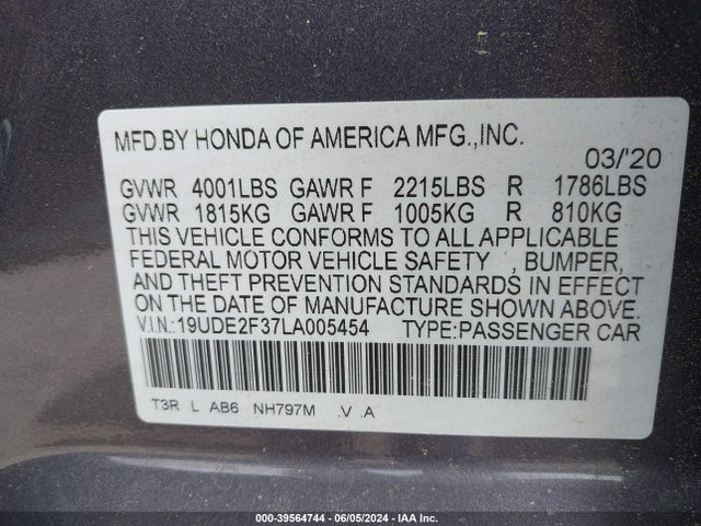 19UDE2F37LA005454 Acura Ilx Standard