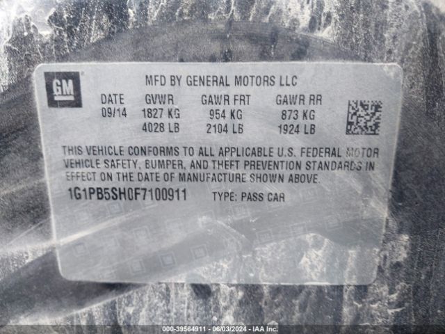 1G1PB5SH0F7100911 Chevrolet CRUZE LS