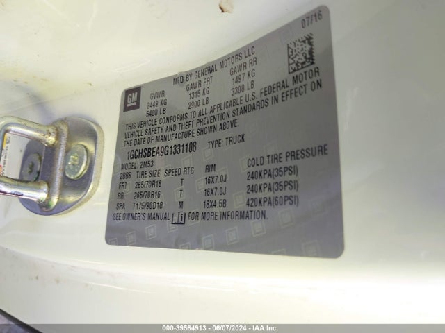 Chevrolet Colorado Wt 2016 1GCHSBEA9G1331108 Image 9