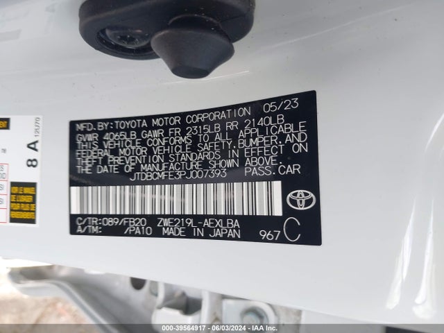Toyota Corolla Hybrid Le 2023 JTDBCMFE3PJ007393 Image 9