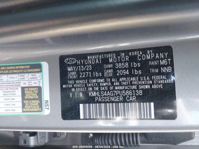 KMHLS4AG7PU586138 Hyundai ELANTRA SEL