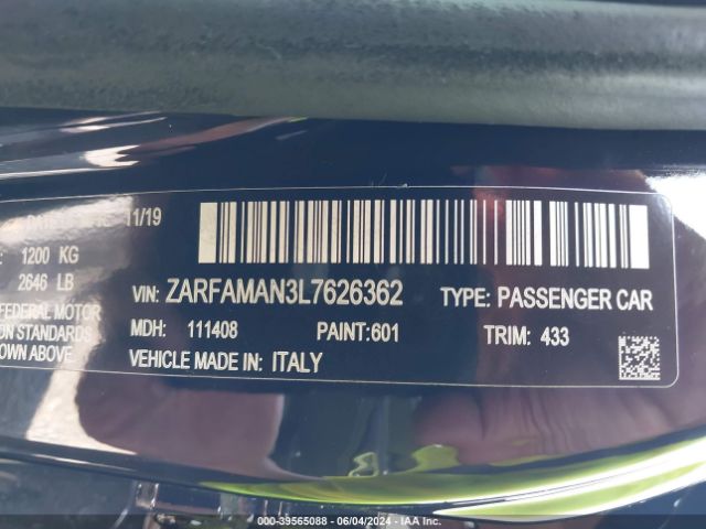 ZARFAMAN3L7626362 Alfa Romeo Giulia Sport Rwd