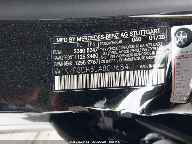 W1KZF8DB6LA809684 Mercedes-Benz E 350