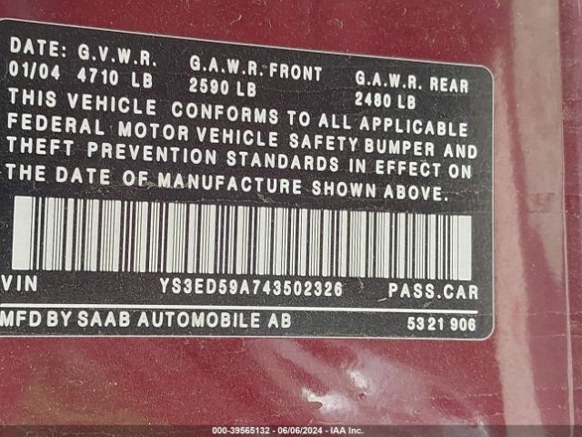 2004 SAAB 9-5 YS3ED59A743502326 Photo 8