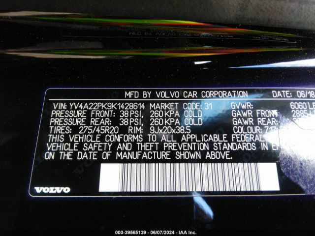 YV4A22PK9K1428614 Volvo Xc90 T6 Momentum
