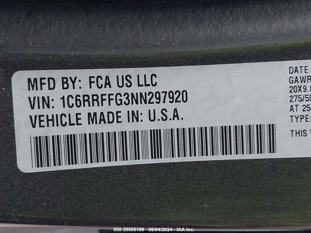 RAM 1500 Lone Star  4x4 5'7 Box 2022 1C6RRFFG3NN297920 Image 9