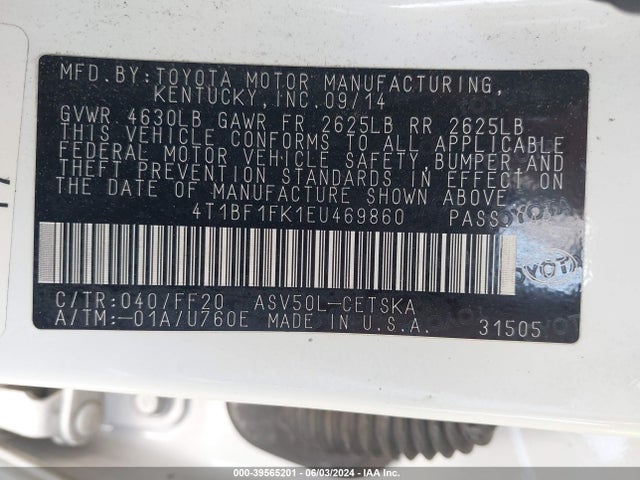 Toyota CAMRY SE 2014 4T1BF1FK1EU469860 Image 9