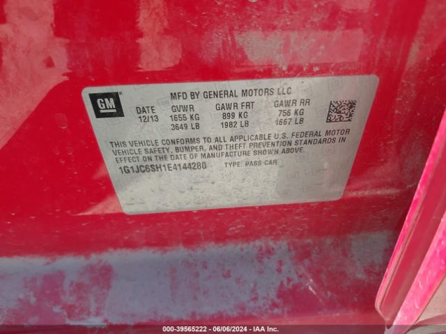 1G1JC6SH1E4144280 Chevrolet Sonic Lt Auto