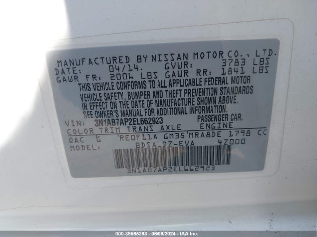 Nissan SENTRA SV 2014 3N1AB7AP2EL662923 Image 9