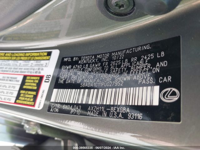 58ADA1C11PU027952 Lexus ES 300H