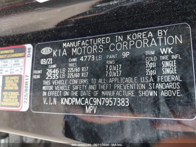 KNDPMCAC9N7957383 KIA Sportage Lx