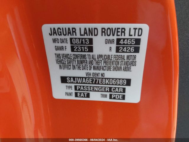 SAJWA6E77E8K06989 Jaguar F-Type
