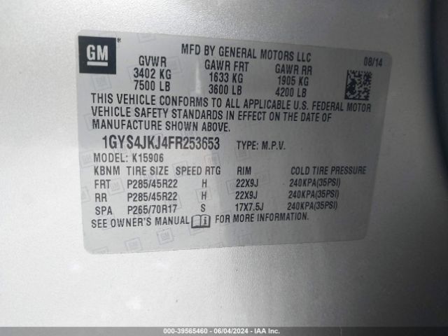 1GYS4JKJ4FR253653 Cadillac Escalade Esv Premium