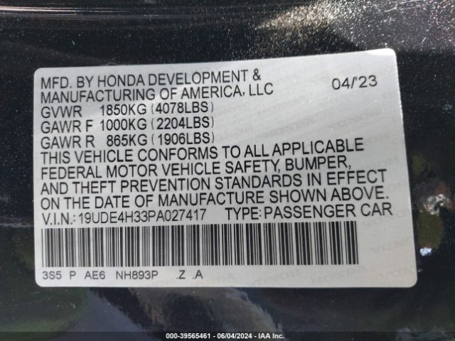 19UDE4H33PA027417 Acura Integra A-spec