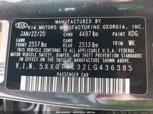 5XXGT4L32LG436385 KIA Optima Lx
