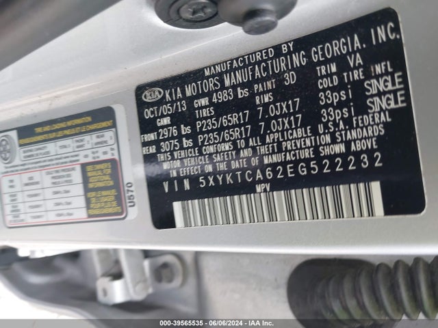 KIA SORENTO LX 2014 5XYKTCA62EG522232 Image 9