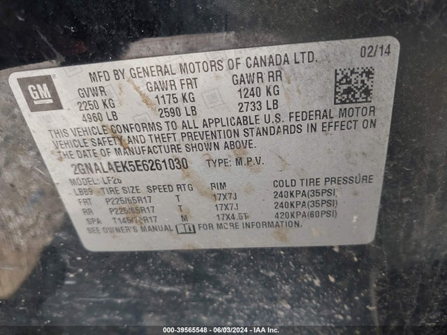 Chevrolet EQUINOX LS 2014 2GNALAEK5E6261030 Image 9