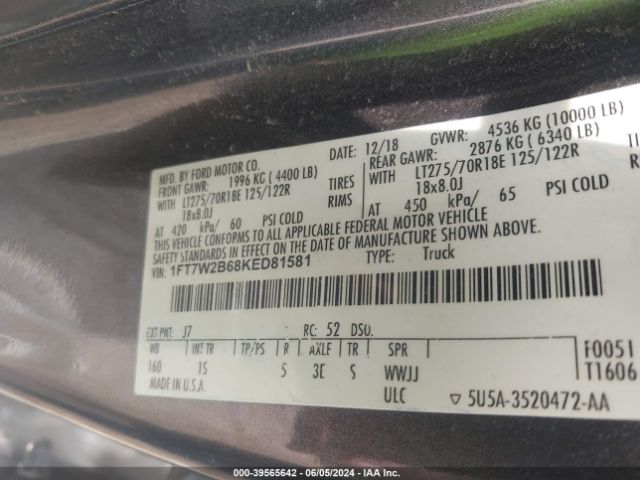 1FT7W2B68KED81581 Ford F-250 Xl