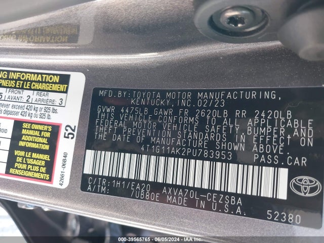 Toyota CAMRY SE 2023 4T1G11AK2PU783953 Image 9