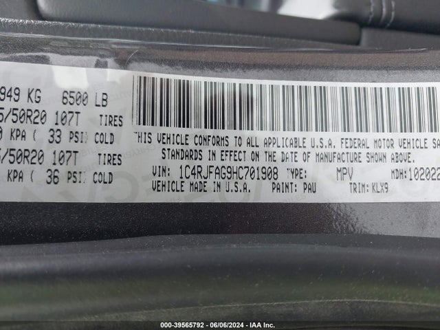 1C4RJFAG9HC701908 Jeep Grand Cherokee Altitude 4x4