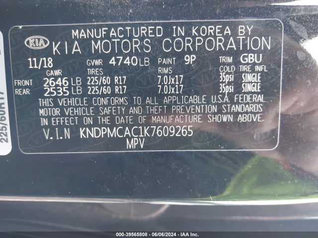 KIA Sportage Lx 2019 KNDPMCAC1K7609265 Image 9