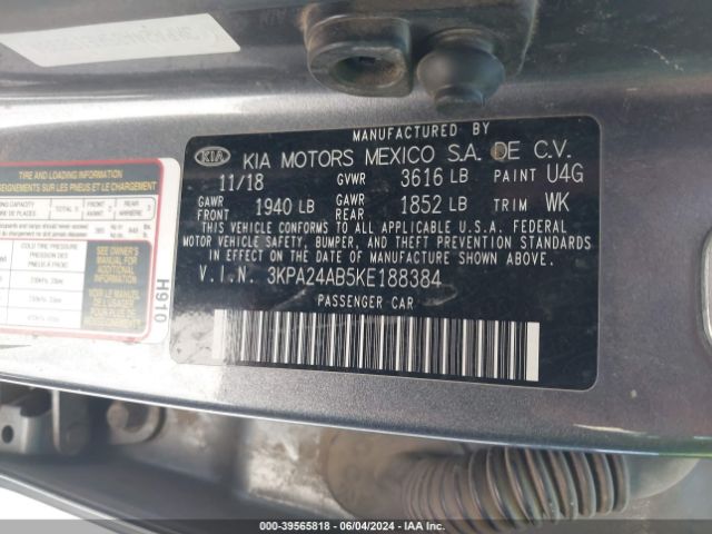 3KPA24AB5KE188384 KIA RIO S
