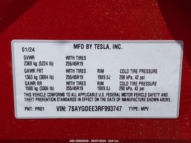 7SAYGDEE3RF993747 Tesla Model Y Long Range Dual Motor All-wheel Drive