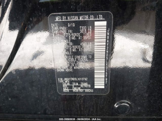 JN8AY2ND5LX015792 Nissan Armada Sl 2wd