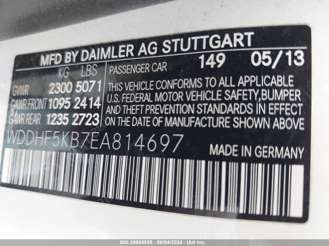 Mercedes-Benz E 350 2014 WDDHF5KB7EA814697 Image 9