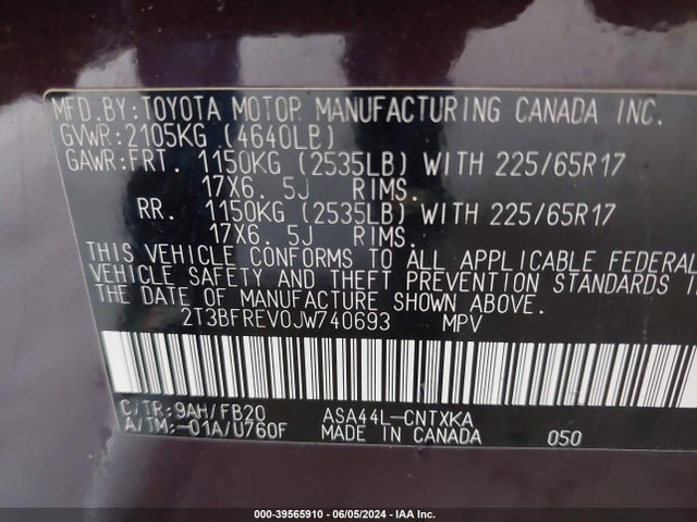 Toyota RAV4 LE 2018 2T3BFREV0JW740693 Image 9