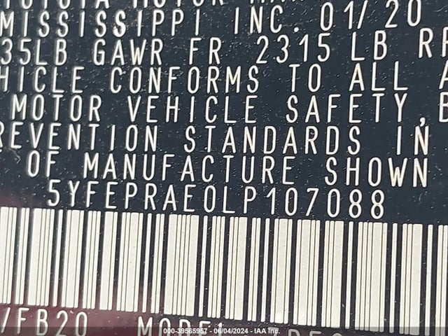 Toyota COROLLA LE 2020 5YFEPRAE0LP107088 Image 9