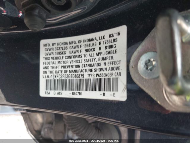 19XFC2F53GE040879 Honda Civic Lx