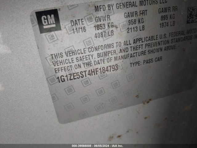 1G1ZE5ST4HF184793 Chevrolet MALIBU 1LT