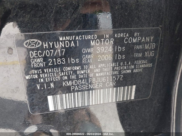 Hyundai Elantra Value Edition 2018 KMHD84LF8JU611577 Image 9
