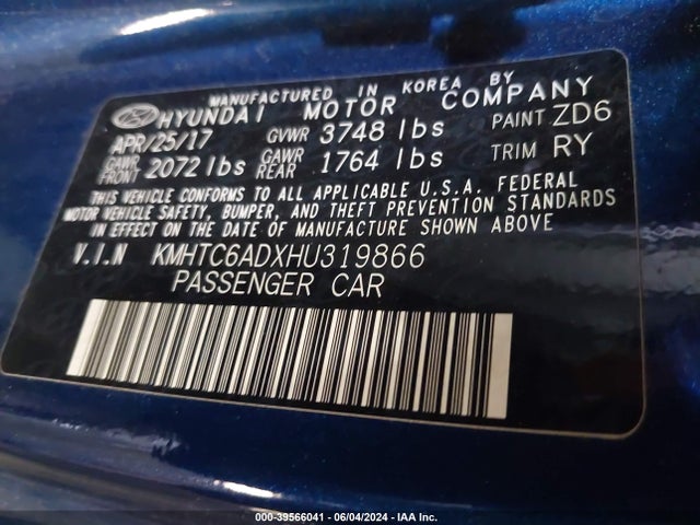 Hyundai Veloster Value Edition 2017 KMHTC6ADXHU319866 Image 9