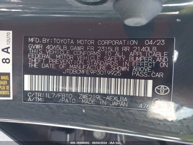 Toyota Corolla Hybrid Le 2023 JTDBCMFE9P3019925 Image 9