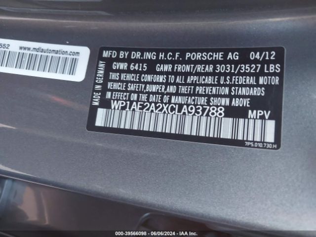2012 PORSCHE CAYENNE HYBRID WP1AE2A2XCLA93788 Photo 8