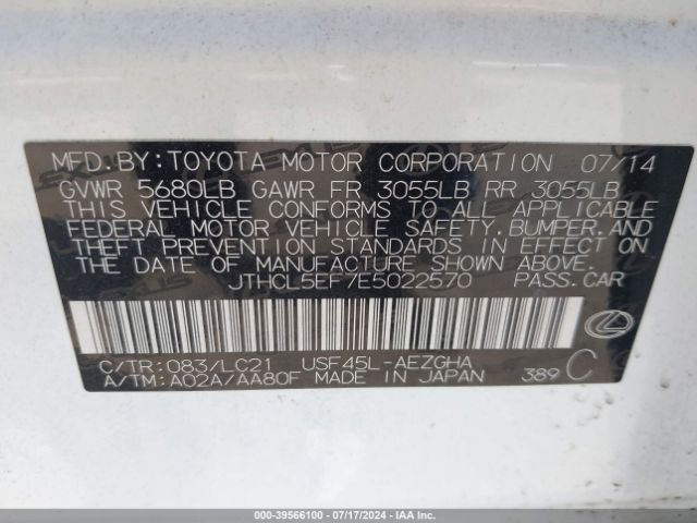 JTHCL5EF7E5022570 Lexus LS 460