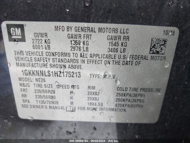 1GKKNNLS1HZ175213 GMC Acadia Slt-2