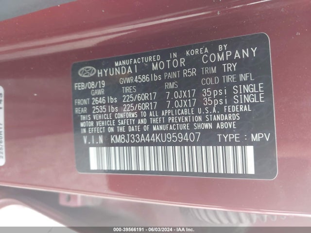 Hyundai Tucson Value 2019 KM8J33A44KU959407 Image 9