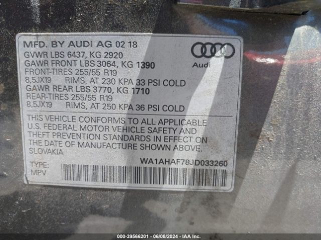WA1AHAF78JD033260 Audi Q7 2.0t Premium