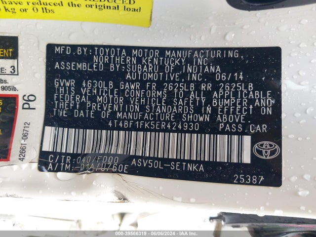 Toyota CAMRY LE 2014 4T4BF1FK5ER424930 Image 9