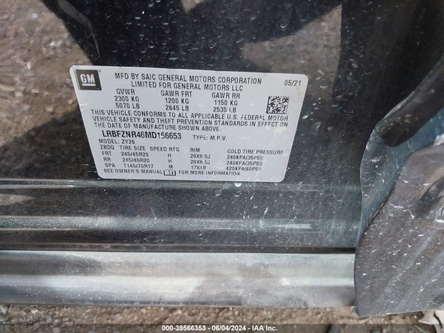 LRBFZNR46MD166653 Buick Envision Fwd Essence