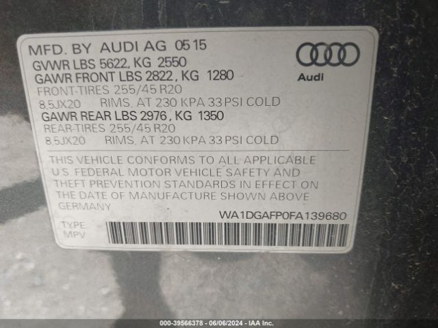 WA1DGAFP0FA139680 Audi Q5 3.0t Premium Plus