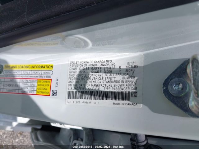 2HGFE1F91NH304949 Honda Civic Touring