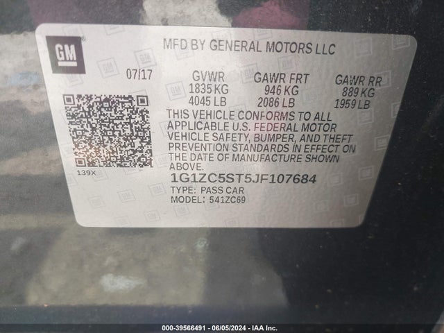 Chevrolet Malibu 1fl 2018 1G1ZC5ST5JF107684 Image 9