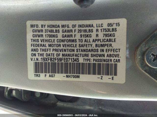 19XFB2F59FE071345 Honda Civic Lx