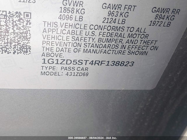 Chevrolet MALIBU LT 2024 1G1ZD5ST4RF138823 Image 9