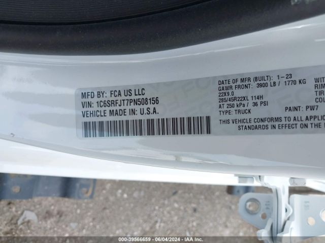 1C6SRFJT7PN508156 RAM 1500 Laramie  4x4 5'7 Box