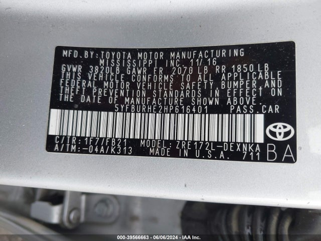 Toyota COROLLA LE 2017 5YFBURHE2HP616401 Image 9